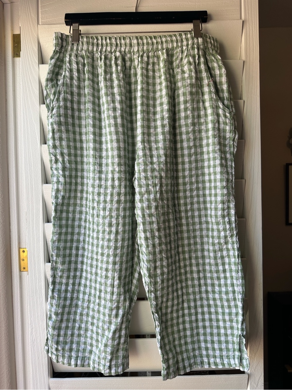 Woman Within Gingham Green White Vintage Pinup Pants Capris 18